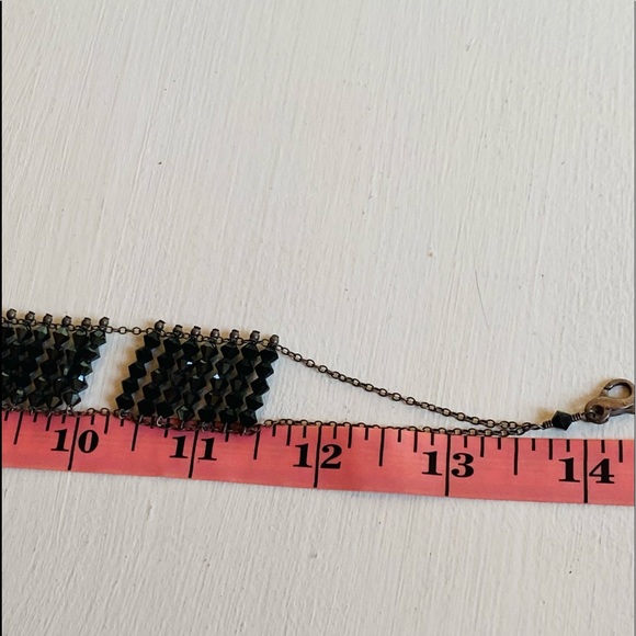 Vintage Black Crystal Beaded Choker Necklace - Picture 7 of 14